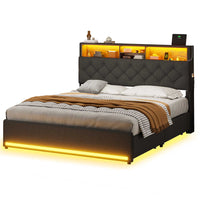 Sikaic Bed Frame LED Bed Frame Dark Grey