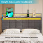 Sikaic Bed Frame LED Bed Frame With Storage Charging Outlets Dark Grey