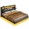 Sikaic Bed Frame LED Bed Frame with Storage Headboard Black