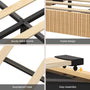 Sikaic Bed Frame SIKAIC Queen Grooved Bed Frame with LED Lights & Charging Station Oak Oak / Queen / Engineered Wood
