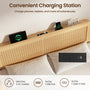Sikaic Bed Frame SIKAIC Queen Grooved Bed Frame with LED Lights & Charging Station Oak Oak / Queen / Engineered Wood