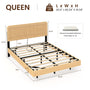 Sikaic Bed Frame SIKAIC Queen Grooved Bed Frame with LED Lights & Charging Station Oak Oak / Queen / Engineered Wood