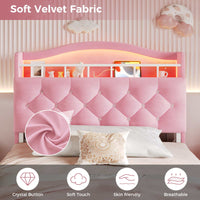 Sikaic Bed Frame Twin Princess Velvet Upholstered Bed Frame Pink Pink / Engineered Wood / Modern