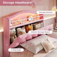 Sikaic Bed Frame Twin Princess Velvet Upholstered Bed Frame Pink Pink / Engineered Wood / Modern