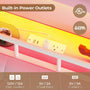 Sikaic Bed Frame Full Princess Velvet Upholstered LED Bed Frame Pink Pink / Full / Engineered Wood