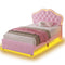 Sikaic Bed Frame Twin Velvet Princess LED Bed Frame Pink Pink / Twin / Engineered Wood