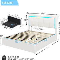 Sikaic Bed Frame PRE-SALE Faux Leather Platform LED Bed Frame with Storage Drawers and USB Ports Adjustable Headboard White