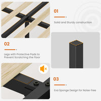 Sikaic Bed Frame PU Leather Upholstered Led Bed Frame with Storage Drawers Outlets & Nightstands Black