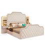 Sikaic Bed Frame PU Leather Upholstered Led Bed Frame with Storage Drawers Outlets & Nightstands White