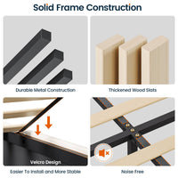 Sikaic Bed Frame PU Leather Upholstered Led Bed Frame with Storage Drawers Outlets & Nightstands White