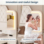 Sikaic Bed Frame PU Leather Upholstered Led Bed Frame with Storage Drawers Outlets & Nightstands White