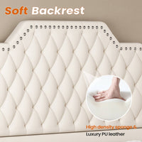 Sikaic Bed Frame PU Leather Upholstered Led Bed Frame with Storage Drawers Outlets & Nightstands White