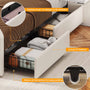 Sikaic Bed Frame PU Leather Upholstered Led Bed Frame with Storage Drawers Outlets & Nightstands White