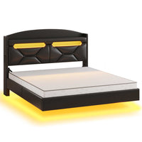 Sikaic Bed Frame RGB LED Floating Bed Frame with Storage Black