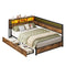 Sikaic Bed Frame L-Shaped Bed Frame with Charging Station and LED Lights Vintage Brown Rustic Brown / 82 x 57 x 35 inches / Engineered Wood