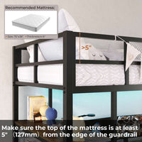 Sikaic Bed Frame LED Loft Metal Twin Size Bed Frame with L Shaped Desk Charging Station Drawers Storage Shelves and Safety Guard & Ladder No Box Spring Needed Black