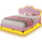 Sikaic Bed Frame Velvet Princess LED Bed with Drawers Pink