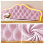Sikaic Bed Frame Velvet Princess Platform RGB LED Bed Frame with Storage Drawers and Adjustable Crystal Button Headboard Creamy Pink