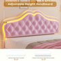 Sikaic Bed Frame Velvet Princess Platform RGB LED Bed Frame with Storage Drawers and Adjustable Crystal Button Headboard Creamy Pink
