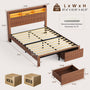 Sikaic Bed Frame Sikaic Fluted Wood Bed Frame with Storage & LED Lights Walnut Walnut / Engineered Wood / Modern