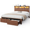Sikaic Bed Frame Sikaic Fluted Wood Bed Frame with Storage & LED Lights Walnut Walnut / Engineered Wood / Modern