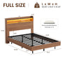 Sikaic Bed Frame Sikaic Floating Bed Frame with LED Lights and Charging Station Walnut Walnut / Full / Engineered Wood