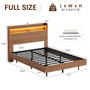 Sikaic Bed Frame Sikaic Full Floating Bed Frame with LED Lights and Charging Station Walnut Walnut / Full / Engineered Wood