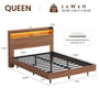 Sikaic Bed Frame Sikaic Queen Floating Bed Frame with LED Lights and Charging Station Walnut Walnut / Queen / Engineered Wood
