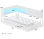 Sikaic Bed Frame Corner Bed Frame with Charging Station & Led Lights, White White / Engineered Wood & Heavy-Duty Steel / 83.1 x 47.2 x 36.2 inches