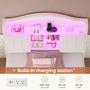 Sikaic Bed Frame Twin Size LED Bed Frame with Charging Station and Storage Headboard White White / Engineered Wood / Modern