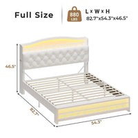 Sikaic Bed Frame Full Princess Velvet Upholstered LED Bed Frame White White / Full / Engineered Wood