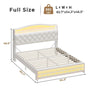 Sikaic Bed Frame Full Princess Velvet Upholstered LED Bed Frame White White / Full / Engineered Wood