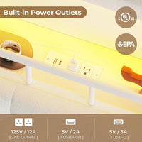 Sikaic Bed Frame Full Princess Velvet Upholstered LED Bed Frame White White / Full / Engineered Wood