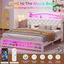 Sikaic Bed Frame Full Princess Velvet Upholstered LED Bed Frame White White / Full / Engineered Wood