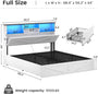 Sikaic Bed Frame Full Size Bed Frame with 4 Storage Drawers and Charging Station White White / Full / Engineered Wood