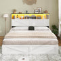 Sikaic Bed Frame Full Size Bed Frame with 4 Storage Drawers and Charging Station White White / Full / Engineered Wood