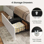 Sikaic Bed Frame Full Size Bed Frame with 4 Storage Drawers and Charging Station White White / Full / Engineered Wood