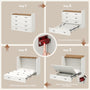 Sikaic Bed Frame Farmhouse Queen Murphy Bed with Storage Drawers & Charging Station Rustic White White / Queen / Engineered Wood