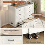 Sikaic Bed Frame Farmhouse Queen Murphy Bed with Storage Drawers & Charging Station Rustic White White / Queen / Engineered Wood