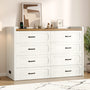 Sikaic Bed Frame Farmhouse Queen Murphy Bed with Storage Drawers & Charging Station Rustic White White / Queen / Engineered Wood