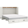 Sikaic Bed Frame Farmhouse Queen Murphy Bed with Storage Drawers & Charging Station Rustic White White / Queen / Engineered Wood