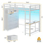 Sikaic Bed Frame Twin Loft LED Bed Frame White White / Steel / Modern