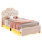 Sikaic Bed Frame Twin Velvet Princess LED Bed Frame White White / Twin / Engineered Wood