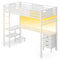 Sikaic Bed Frame Twin Loft Bed Frame with Desk White White / Twin / Metal