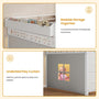 Sikaic Bed Frame Low Loft Bed Twin Size with 7 Storage Drawers, Bookcase and LED Lights White White / Twin / Modern