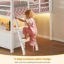 Sikaic Bed Frame Low Loft Bed Twin Size with 7 Storage Drawers, Bookcase and LED Lights White White / Twin / Modern
