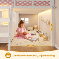 Sikaic Bed Frame Low Loft Bed Twin Size with 7 Storage Drawers, Bookcase and LED Lights White White / Twin / Modern
