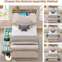 Sikaic Bed Twin Size Bed Frame with 2 Storage Drawers and LED Lights White White / Twin / Engineered Wood