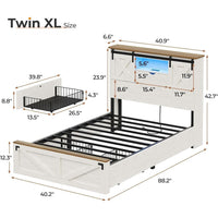 Sikaic Bed Twin XL Bed Frame with 2 Storage Drawers and LED Lights White White / Twin XL / Engineered Wood