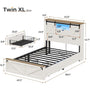 Sikaic Bed Twin XL Bed Frame with 2 Storage Drawers and LED Lights White White / Twin XL / Engineered Wood